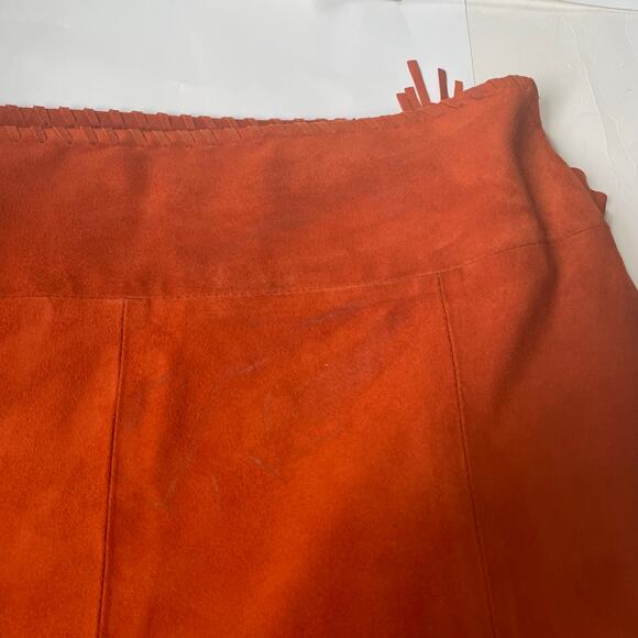 Tamara Mellon Fringed Boho Suede Skirt Burnt Orange 6 $895 - Picture 16 of 16